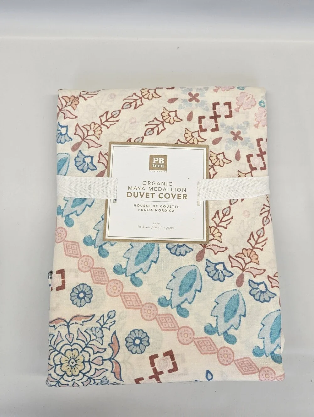 Pottery Barn Teen Girls Organic Maya Medallion Duvet Cover Multi Twin Ecru